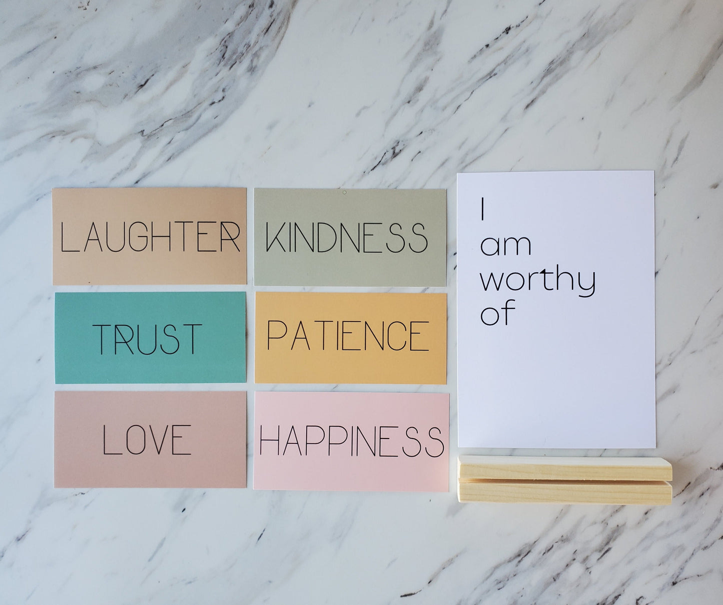I Am Worthy Of | Wooden Stand & Digital Download - Affirmation Cards