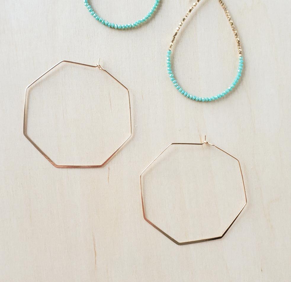 Hexagon Hoops- Large | Jewelry