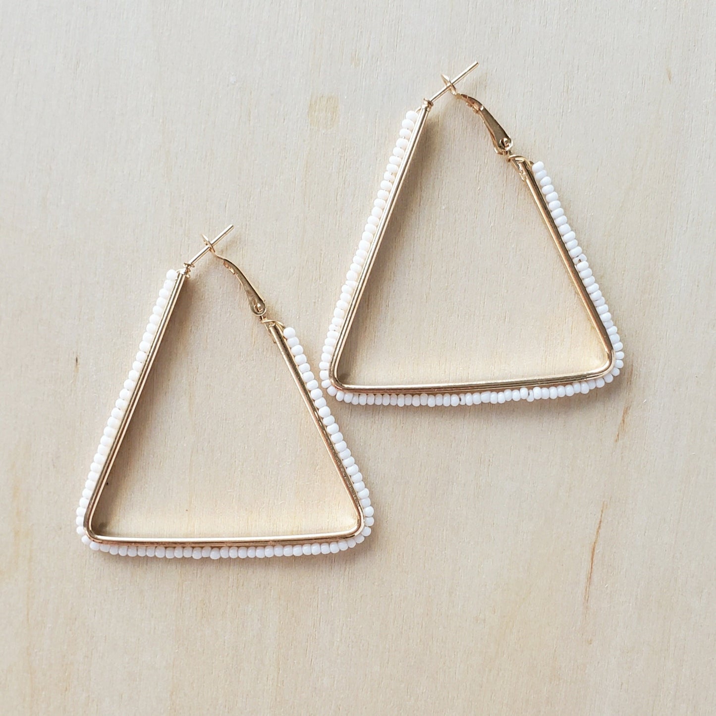 Rice Bead Triangle Hoops | Jewelry